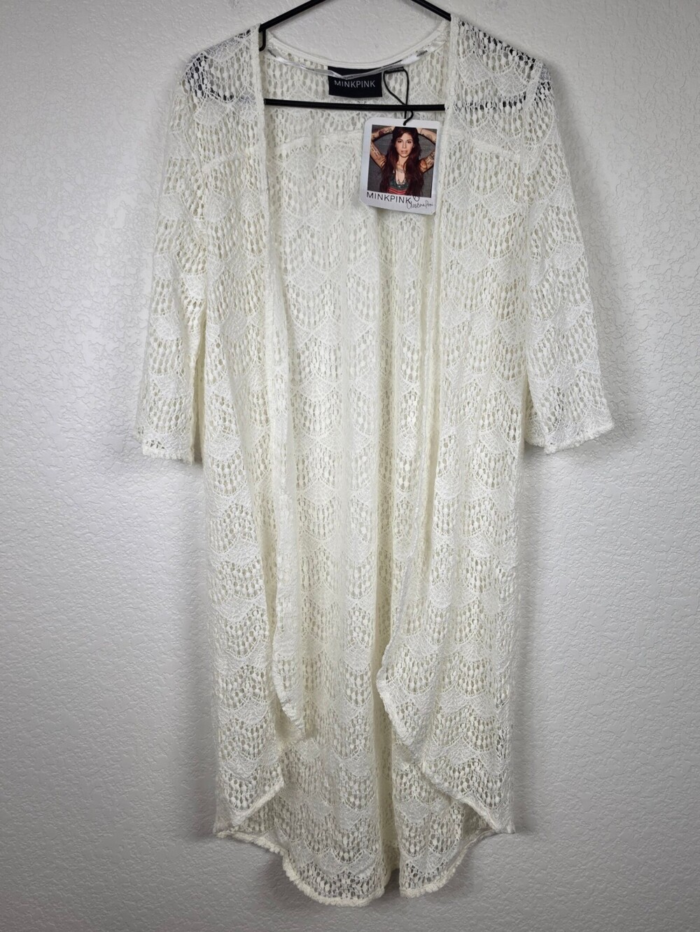NWT $119 Minkpink Off White Medium Large Cardigan Duster Blouse